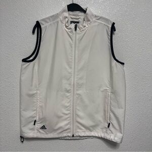 adidas White and Black Zip-Up Vest with Stand-Up Collar